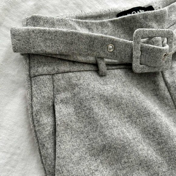 DO+BE Heather Greige Wool-Blend Belted High-Rise Tailored Trousers – US S - Picture 6 of 9